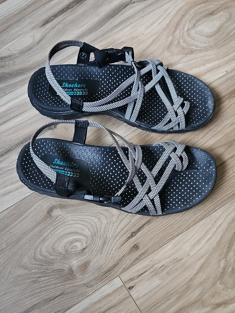 Skechers Black & Gray Crisscross Outdoor Sandals for Women